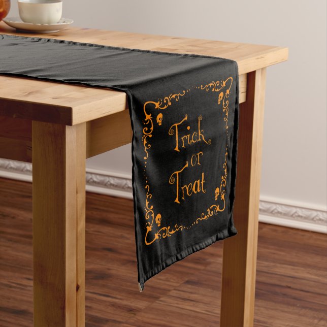 Pumpkin Orange Trick or Treat Medium Table Runner (In Situ)