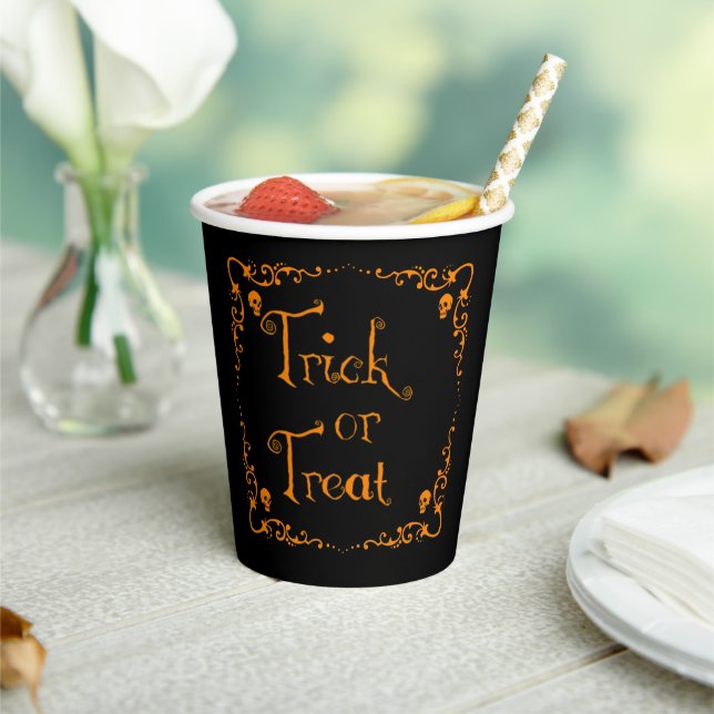Pumpkin Orange Trick or Treat Paper Cups (Insitu)