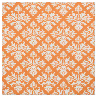 Pumpkin Orange, White Damask Pattern #3 Size6 Fabric