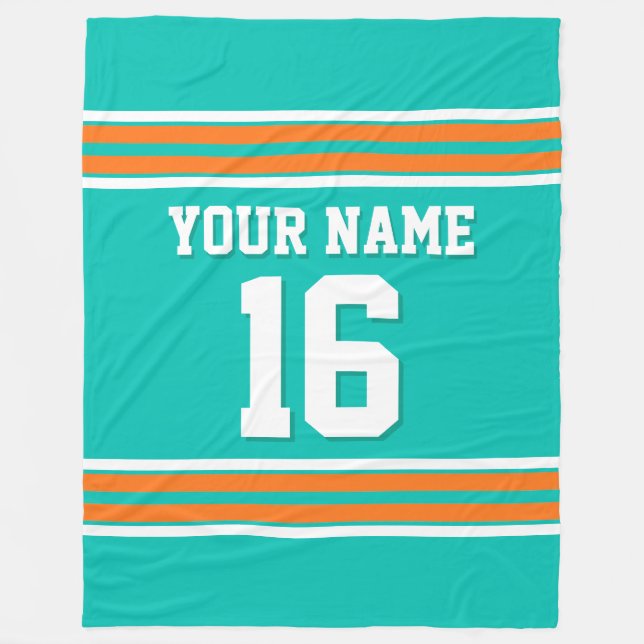 Pumpkin Orange White Sports Jersey Fleece Blanket (Front)