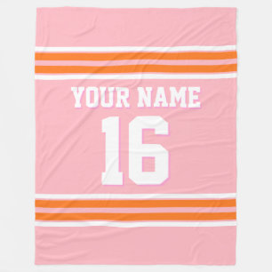 Pumpkin Orange White Sports Jersey Fleece Blanket