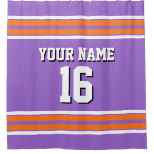 Pumpkin Orange White Stripes Sports Jersey Shower Curtain