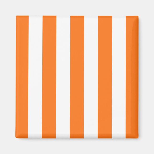 Pumpkin Orange White XL Stripes Pattern Magnet (Front)