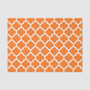 Pumpkin Orange Wht Moroccan Quatrefoil Pattern #5 Tissue Paper
