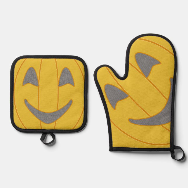 Pumpkin  oven mitt & pot holder set (Front)