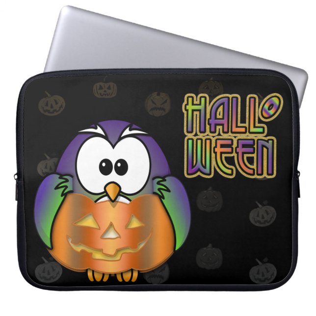 pumpkin owl laptop sleeve (Front)