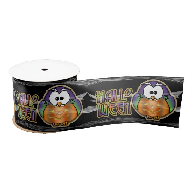 pumpkin owl satin ribbon (Spool)