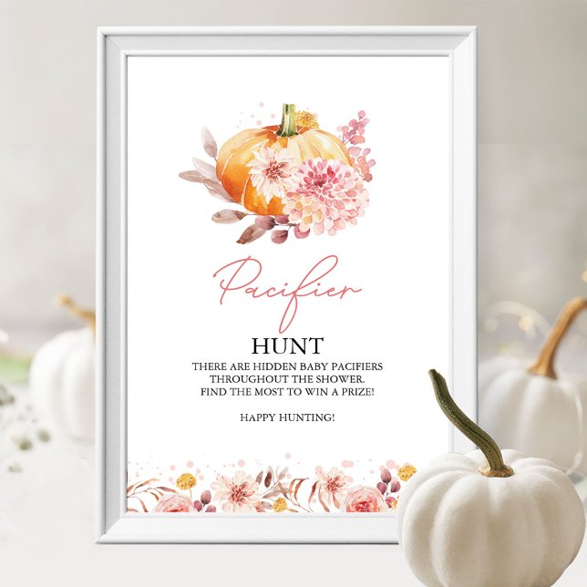 Pumpkin Pacifier Hunt Baby Shower Game Sign (Creator Uploaded)