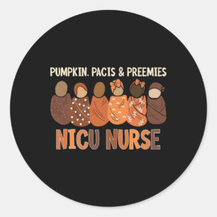 Pumpkin Pacis And Preemies Nicu Nurse Autumn Fall Classic Round Sticker