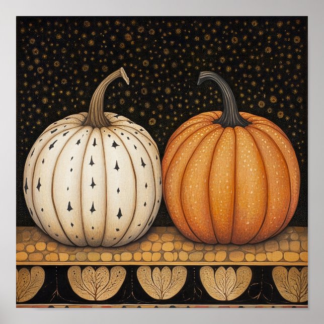 Pumpkin painting autumn poster kitchen wall decor (Front)