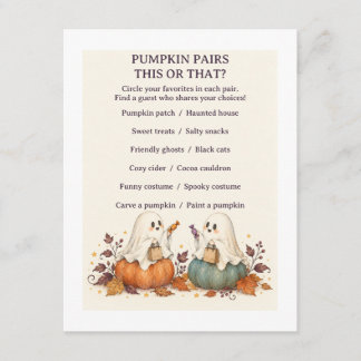 Pumpkin Pairs Halloween This or That Game Card