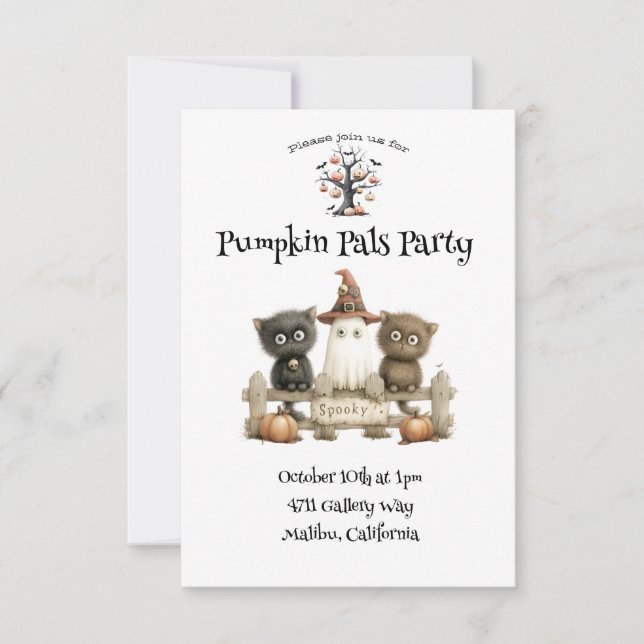 Pumpkin Pals Party Cute Halloween Invitation (Front)