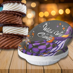 Pumpkin Paper Bowls with Witch Hat & Twinkles Plate