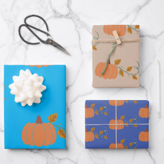 Pumpkin Papers Wrapping Paper Flat Sheet Set of 3
