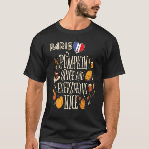Pumpkin Paris Autumn Eiffel Tower Fall in France T-Shirt