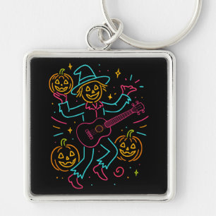 Pumpkin Party Scarecrow - Festive Halloween Decor Key Ring