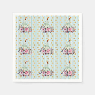 Pumpkin pastel elegant fall floral teal gold pink napkin