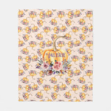 Pumpkin pastel peach gold polka dot floral fall