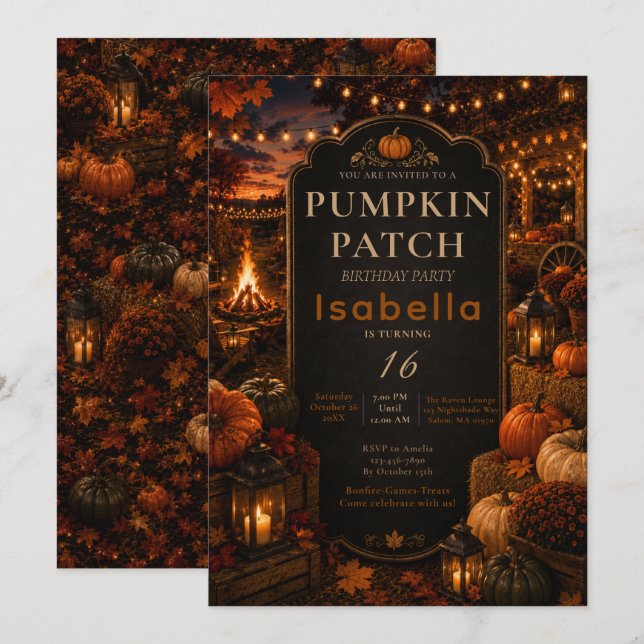 Pumpkin Patch 16 Party Invitation (Front/Back)