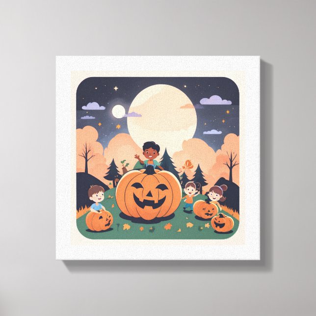 Pumpkin Patch Adventure Halloween Canvas Print (Front)