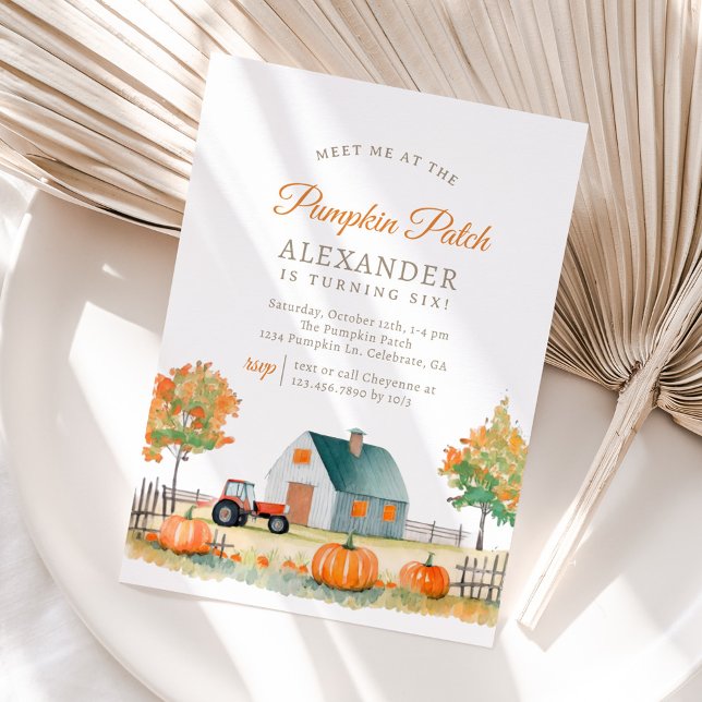 Pumpkin Patch Autumn Birthday Party Invitation (Creator Uploaded)