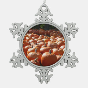 Pumpkin Patch Autumn Harvest Photography Snowflake Pewter Christmas Ornament