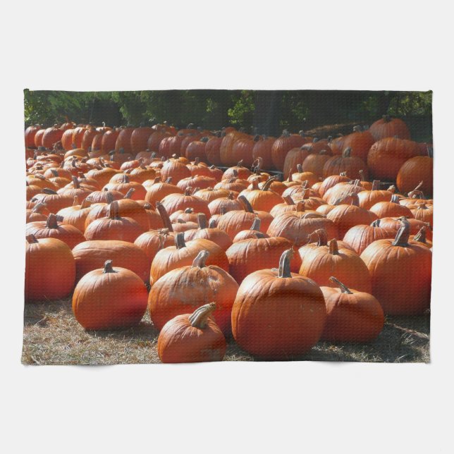Pumpkin Patch Autumn Harvest Photography Tea Towel (Horizontal)