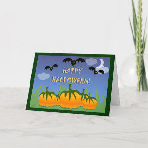 Pumpkin Patch Bats Halloween Card