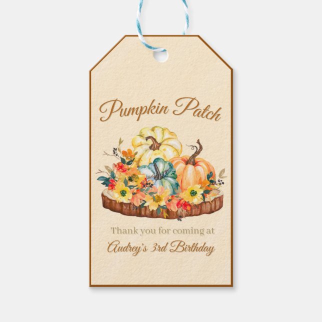 Pumpkin Patch Birthday  Gift Tags (Front)