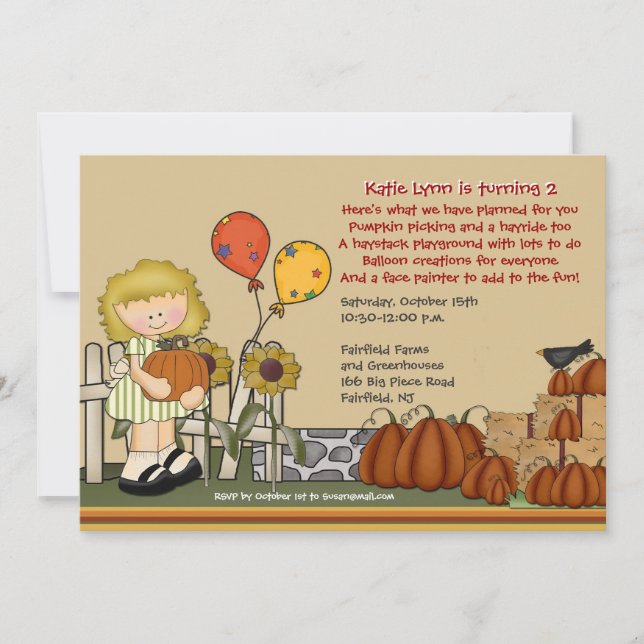 Pumpkin Patch Birthday Girl Invitation (Front)