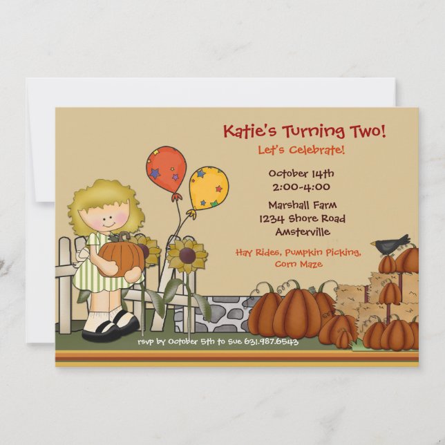 Pumpkin Patch Birthday Girl Invitation (Front)