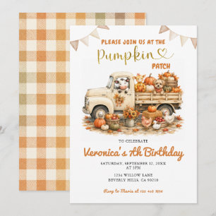 Pumpkin Patch Birthday Truck animal Invitation