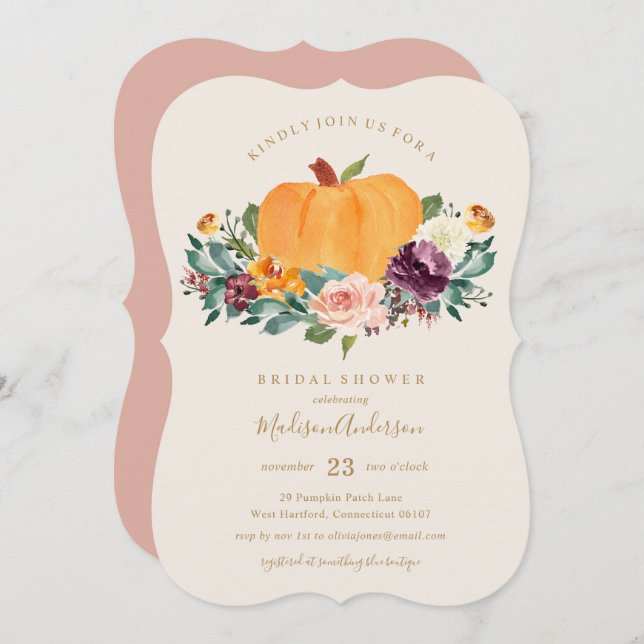 Pumpkin Patch Bridal Shower Fall Invitation (Front/Back)