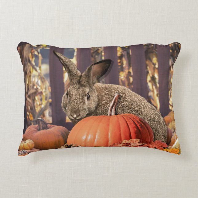 Pumpkin Patch Bunny Decorative Cushion (Front)