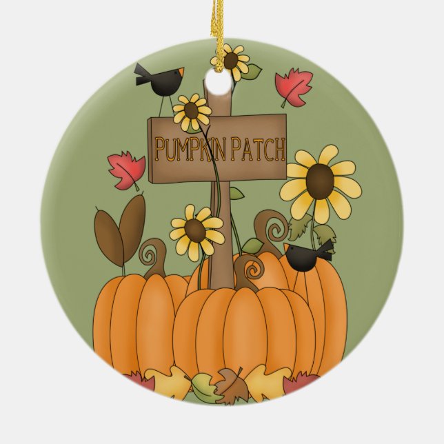 Pumpkin Patch Ceramic Tree Decoration (Back)