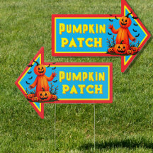 Pumpkin Patch Colourful Directional Farm Sign