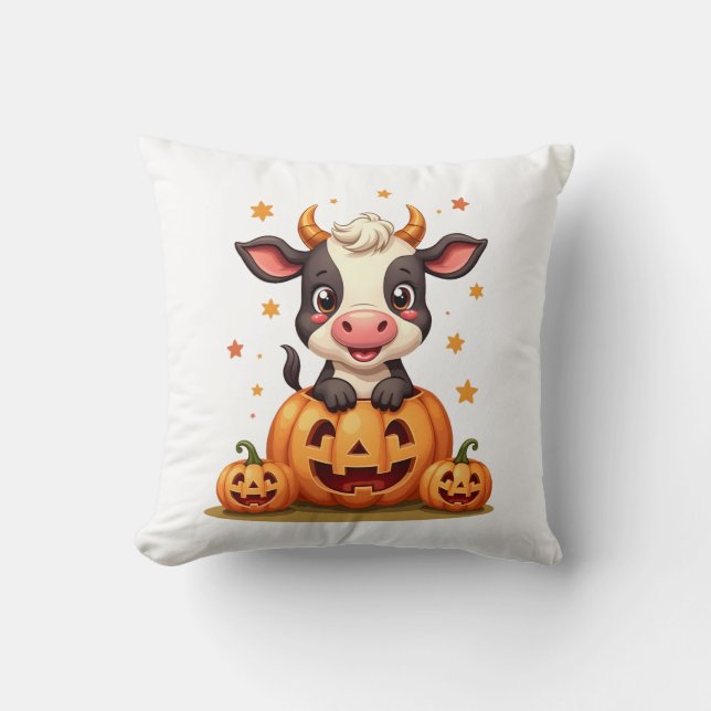 Pumpkin Patch Cow Cushion (Front)