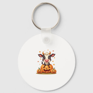 Pumpkin Patch Cow Key Ring
