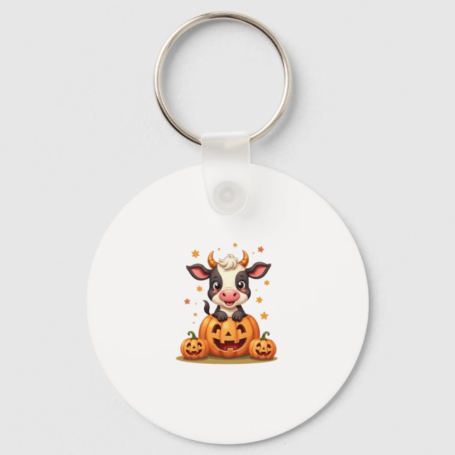 Pumpkin Patch Cow Key Ring (Front)
