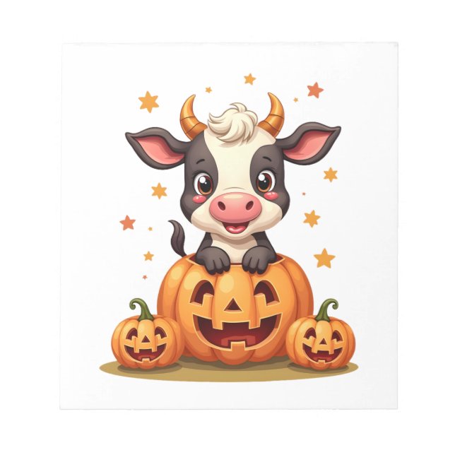 Pumpkin Patch Cow Notepad (Front)