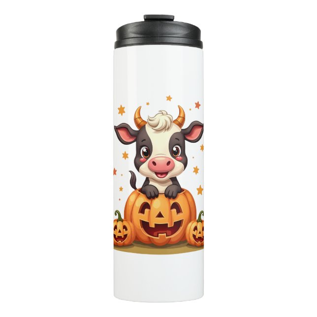 Pumpkin Patch Cow Thermal Tumbler (Front)
