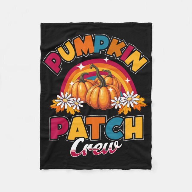 Pumpkin Patch Crew Kids Fall Autumn Thanksgiving H Fleece Blanket (Front)