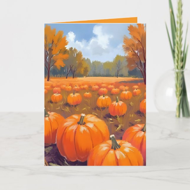 Pumpkin Patch Fall Thanksgiving Watercolor Card (Front)