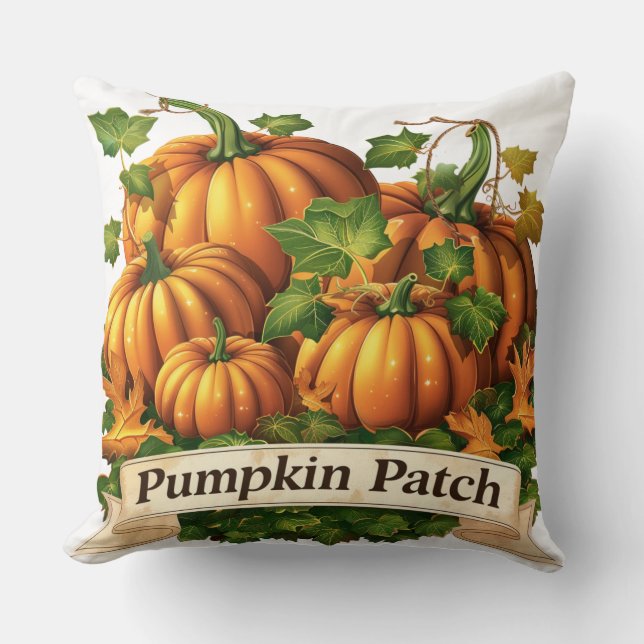 Pumpkin Patch Fall Throw Cushion (Front)