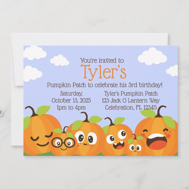 Pumpkin Patch Farm Kids Birthday Invitation (Front)