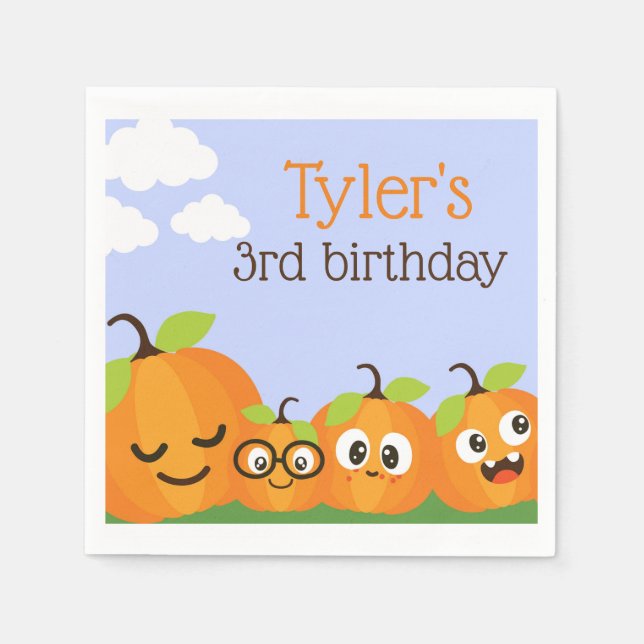Pumpkin Patch Farm Kids Birthday Napkin (Front)