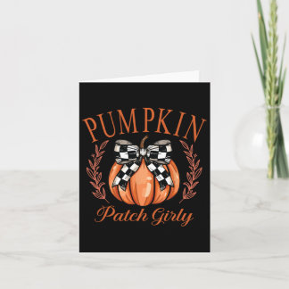Pumpkin Patch Girly Chequered Coquette Bow Thanksg Card