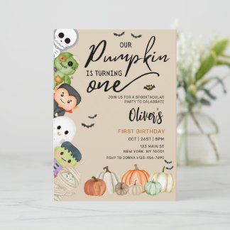 Pumpkin Patch Halloween 1st Birthday Invitation