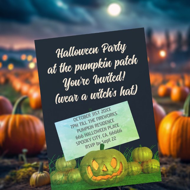 Pumpkin Patch Halloween Party Invitation (Spooky pumpkin patch party invitation just for you)