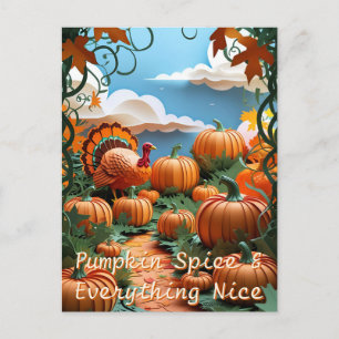 Pumpkin Patch Harvest Holiday Postcard